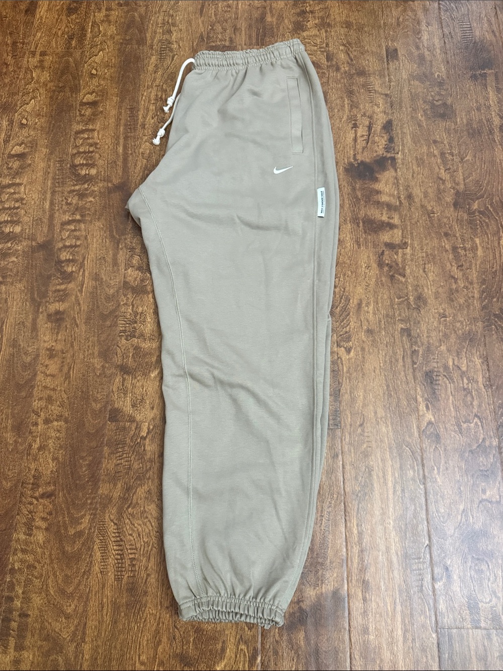 Nike Men’s Tan/Beige Fleece Joggers with White Swoosh